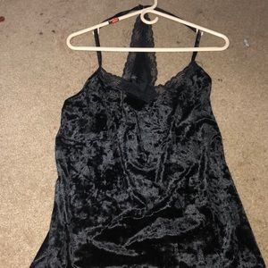 Black velvet sleepwear top